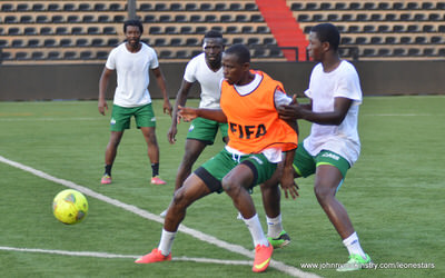 Michael Lahoud, Alhassan 'Crespo' Kamara, Albert Kargbo and Abdul Rahman Bangura   [Training camp ahead of Leone Stars v DR Congo on 10 September 2014 (Pic © Darren McKinstry / www.johnnymckinstry.com)]